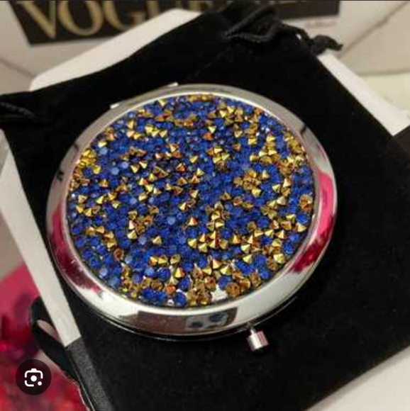 Compact Mirror-Teal Glitter Design🩵💚 Or Royal 💙 Blue - Rose Gold 🌹 - Picture 3 of 4